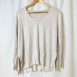 ONLY Cream/White V-neck Long Sleeve Knit Pullover Small